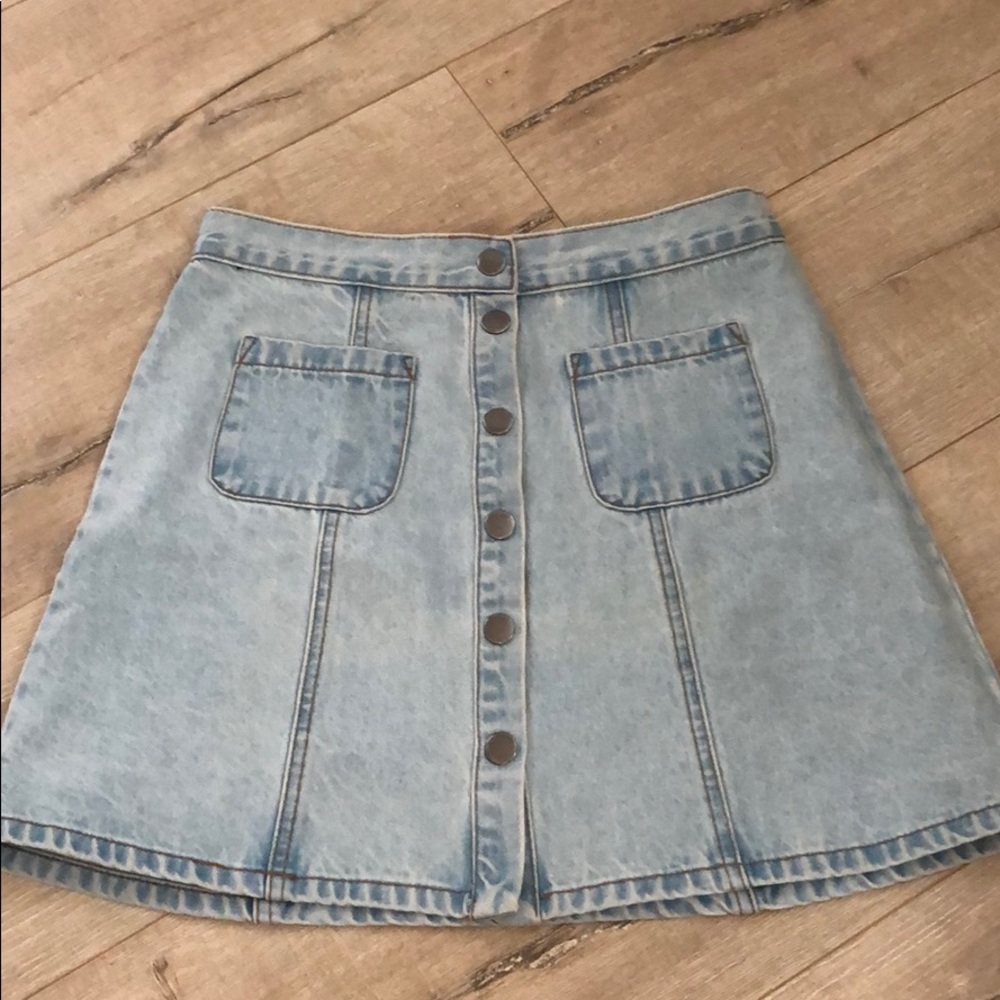 denim button up skirt